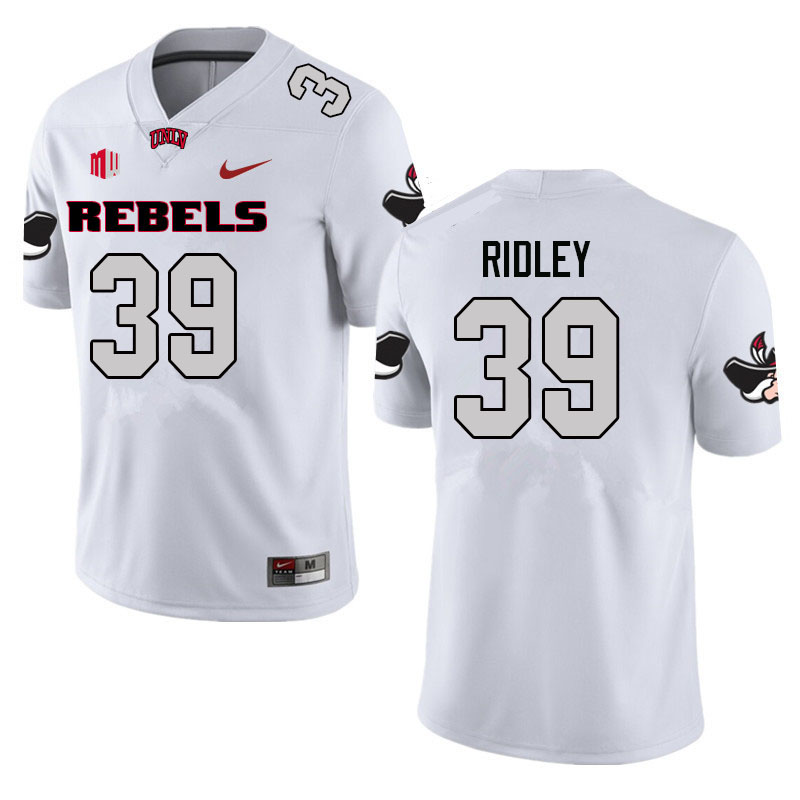 Men #39 Hunter Ridley UNLV Rebels College Football Jerseys Sale-White - Click Image to Close